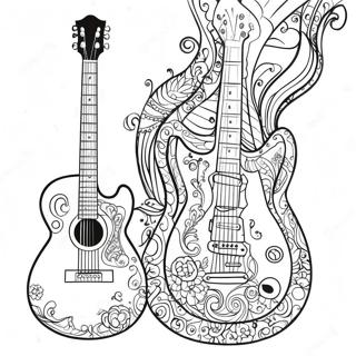 Page De Coloriage De Guitare Coloree 76345-19229