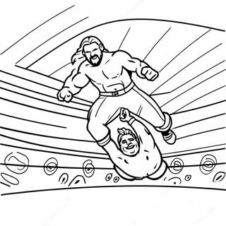 Page De Coloriage Lutteur Wwe Sautant Sur Un Adversaire 76447-19310