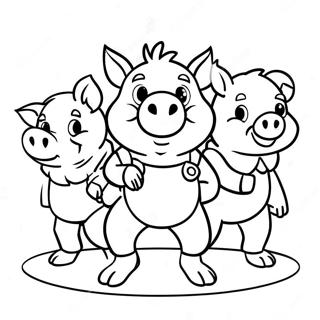 Trois Petits Cochons Pages À Colorier