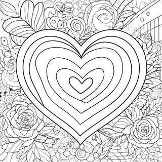 Page De Coloriage De Contour De Rose En Coeur 76624-19446