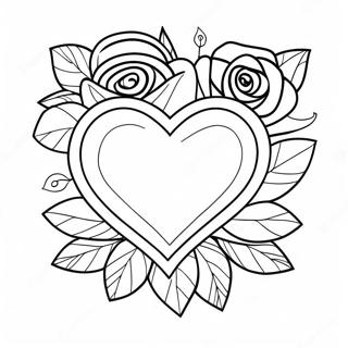 Page De Coloriage De Contour De Rose En Coeur 76624-19448