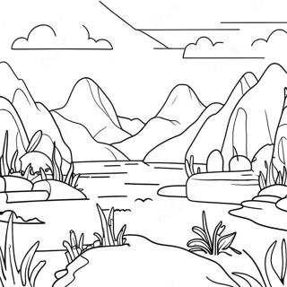 Page De Coloriage De Paysage Fantastique En Pixel 76758-19561