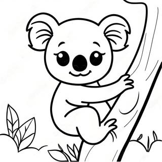 Page De Coloriage Koala Grimpant A Un Arbre 76883 19657
