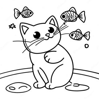 Page De Coloriage Chat Joueur Revant De Poissons 77012-19743
