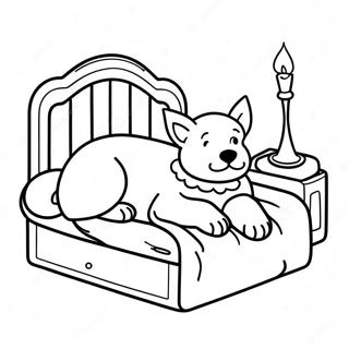 Page De Coloriage De Chien Endormi Sur Un Lit Douillet 77502-20122