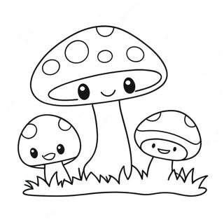 Mignons Champignons De Dessin Anime Page A Colorier 7753-968