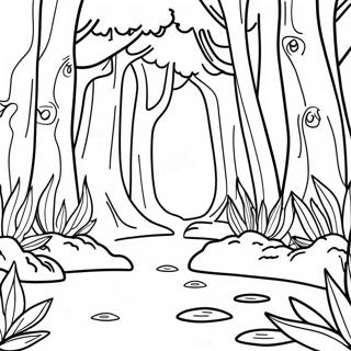 Page De Coloriage De Scene De Foret Dense Et Luxuriante 77579-20180