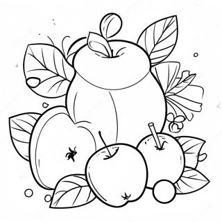 Page De Coloriage De Rosh Hashanah Avec Des Pommes Sucrees Et Du Miel 77653-20229