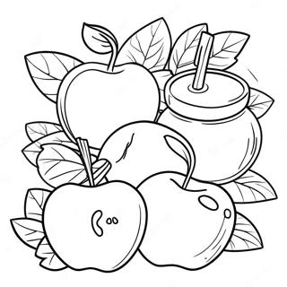 Page De Coloriage De Rosh Hashanah Avec Des Pommes Sucrees Et Du Miel 77653-20231