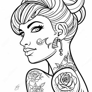 Page De Coloriage De Baddie Edgy Avec Des Tatouages 77942 20463