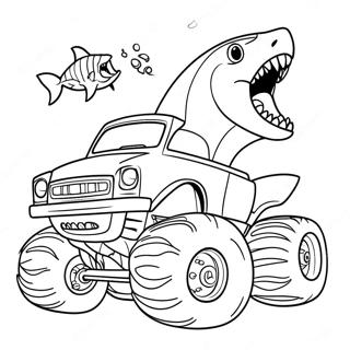 Page De Coloriage De Camion Monstre Requin Feroce 78042-20529