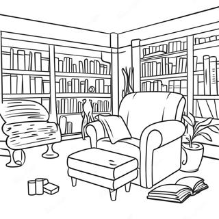 Page De Coloriage Dune Scene De Bibliotheque Confortable 78480-20869