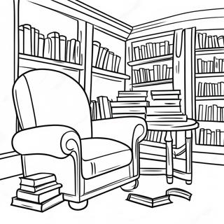 Page De Coloriage Dune Scene De Bibliotheque Confortable 78480-20870