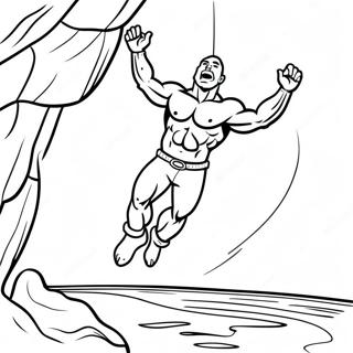 Page De Coloriage De The Rock Sautant Des Cordes 78535 20923