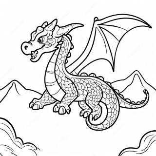 Page De Coloriage De Dragon Majestueux Volant Au Dessus Des Montagnes 78560 20939