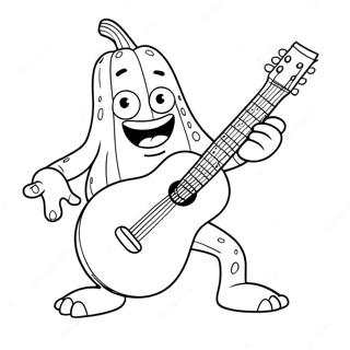 Larry Le Concombre Jouant De La Guitare Page De Coloriage 78972-21253