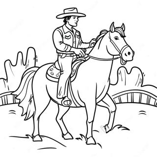 Cowboy Montant Un Cheval Page De Coloriage 78997-21269