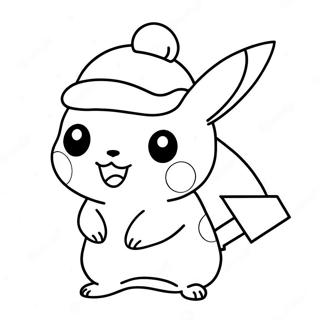 Pikachu Avec Un Chapeau De Noel Page De Coloriage 79047-21310