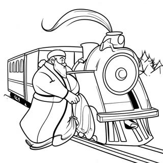 Page De Coloriage Festif Polar Express Avec Le Pere Noel 79257-21481
