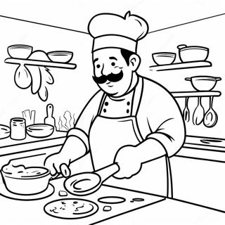 Page De Coloriage Dun Chef Occupe Dans Une Cuisine 79590-21735