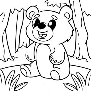 Page De Coloriage Du Mignon Ours Brun Jouant Dans La Foret 79950-22000