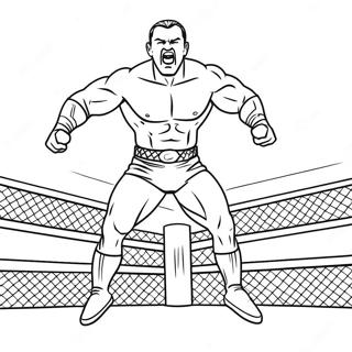 Page De Coloriage De Lutteur De La Wwe Sautant Sur Un Adversaire 80054-22077