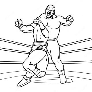 Page De Coloriage De Lutteur De La Wwe Sautant Sur Un Adversaire 80054-22078