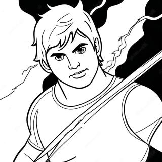 Page De Coloriage De Percy Jackson Avec Un Eclair 80182-22179