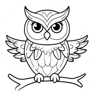 Page De Coloriage Dun Hibou Avec Des Ailes Deployees 80440-22377