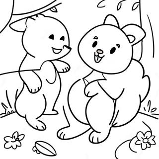 Page De Coloriage De Creatures Des Bois Joueuses 80567-22481