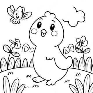 Peep Heureux Dans Un Jardin Page De Coloriage 80954-22785