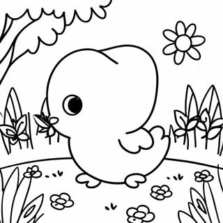 Peep Heureux Dans Un Jardin Page De Coloriage 80954-22786