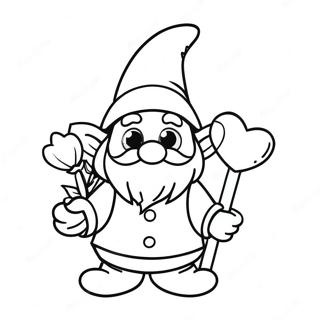 Gnome De La Saint-Valentin Pages À Colorier