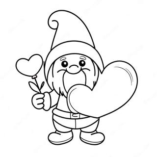 Gnome De Saint Valentin Mignon Avec Un Coeur A Colorier 81080-22878