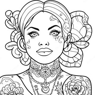 Page De Coloriage De Tatouage De Mauvaise Fille 81286-23034