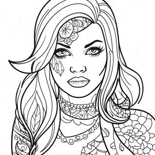 Page De Coloriage De Tatouage De Mauvaise Fille 81286-23035