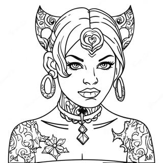 Page De Coloriage De Design De Tatouage De Mauvaise Fille Audacieuse 81287-23039