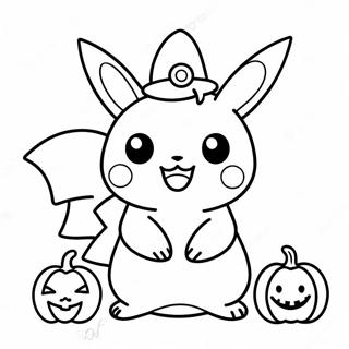 Page De Coloriage De Pikachu Mignon Dhalloween Avec Citrouille 81415-23137