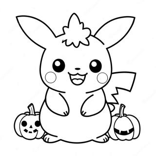 Page De Coloriage De Pikachu Mignon Dhalloween Avec Citrouille 81415-23138