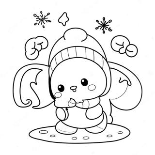 Page De Coloriage De Personnages Sanrio Mignons Dans Un Pays Des Merveilles Hivernal 81750-23397