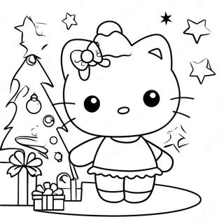 Page De Coloriage De Hello Kitty Decorant Un Sapin De Noel 81751-23403