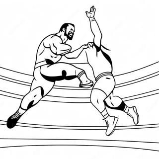 Page De Coloriage De La Lutteuse De La Wwe Sautant Sur Son Adversaire 81930-23538