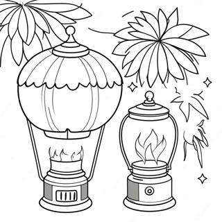 Page De Coloriage De Lanternes Colorees Et De Feux Dartifice 81957-23561