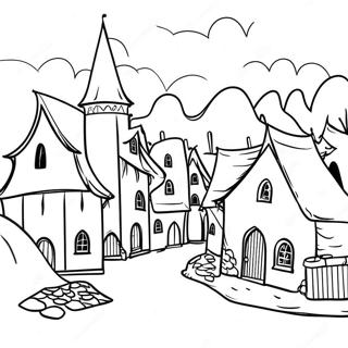 Village Medieval Enchanteur Page A Colorier 82036-23625