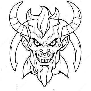 Demon Effrayant Avec Des Cornes Page A Colorier 82060-23637