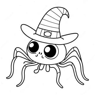 Page De Coloriage Daraignee Dhalloween Drole Avec Un Chapeau 82165 23760