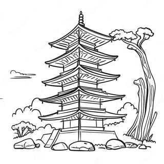 Page De Coloriage De Pagode Japonaise Traditionnelle 82187 23737