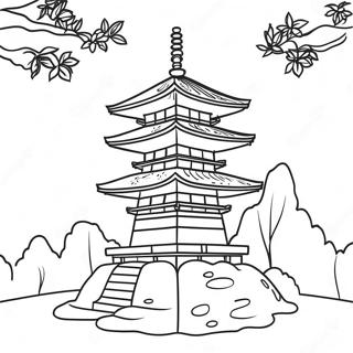 Page De Coloriage De Pagode Japonaise Traditionnelle 82187 23738