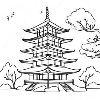 Page De Coloriage De Pagode Japonaise Traditionnelle 82187 23739