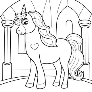 Page De Coloriage Princesse Licorne Majestueuse Dans Un Chateau 82883-24312
